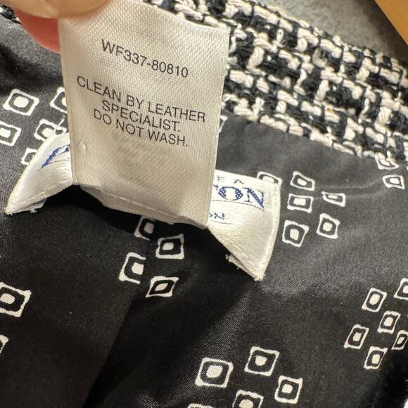 Pendleton Blazer Womens 22W Silk Tweed Leather Trim Black White Lined Jacket - Picture 8 of 10